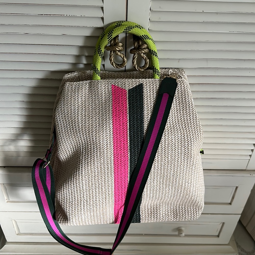 Like New Stella & Dot Game Changer Straw Tote